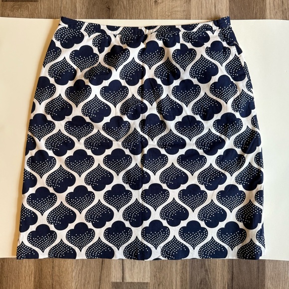 Boden 100% Cotton Blue Patterned Straight Pencil Skirt Preppy Size 8 - Picture 4 of 8